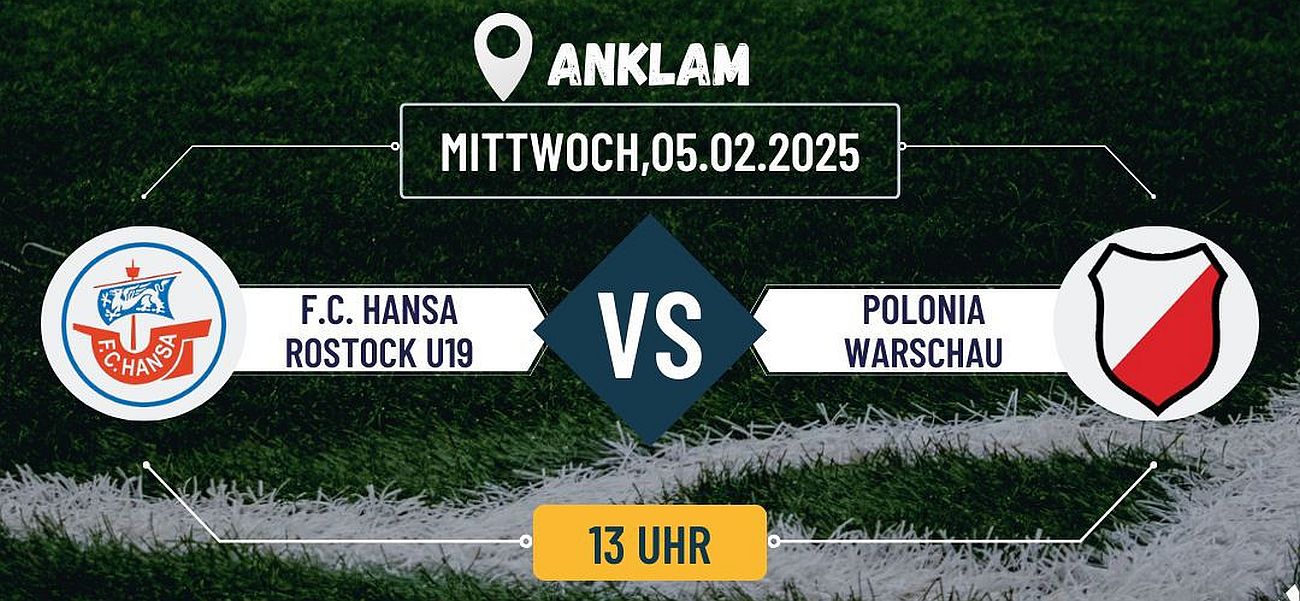 U19-Team des F.C. Hansa spielt am 5. Februar in Anklam gegen Warschau